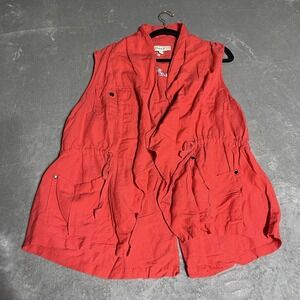 Torrid Drape Front Utility Vest Womens 1X Linen Blend Cardigan Layering